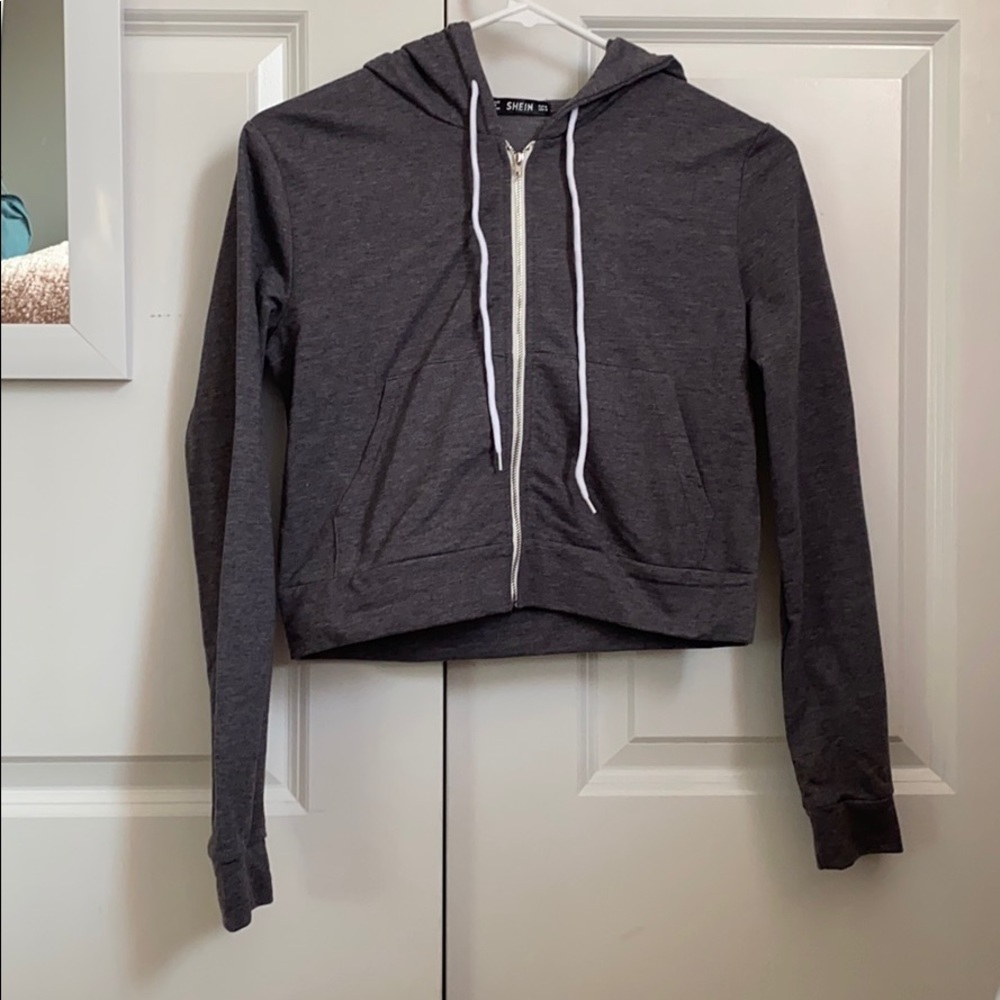 shein cropped zip up hoodie